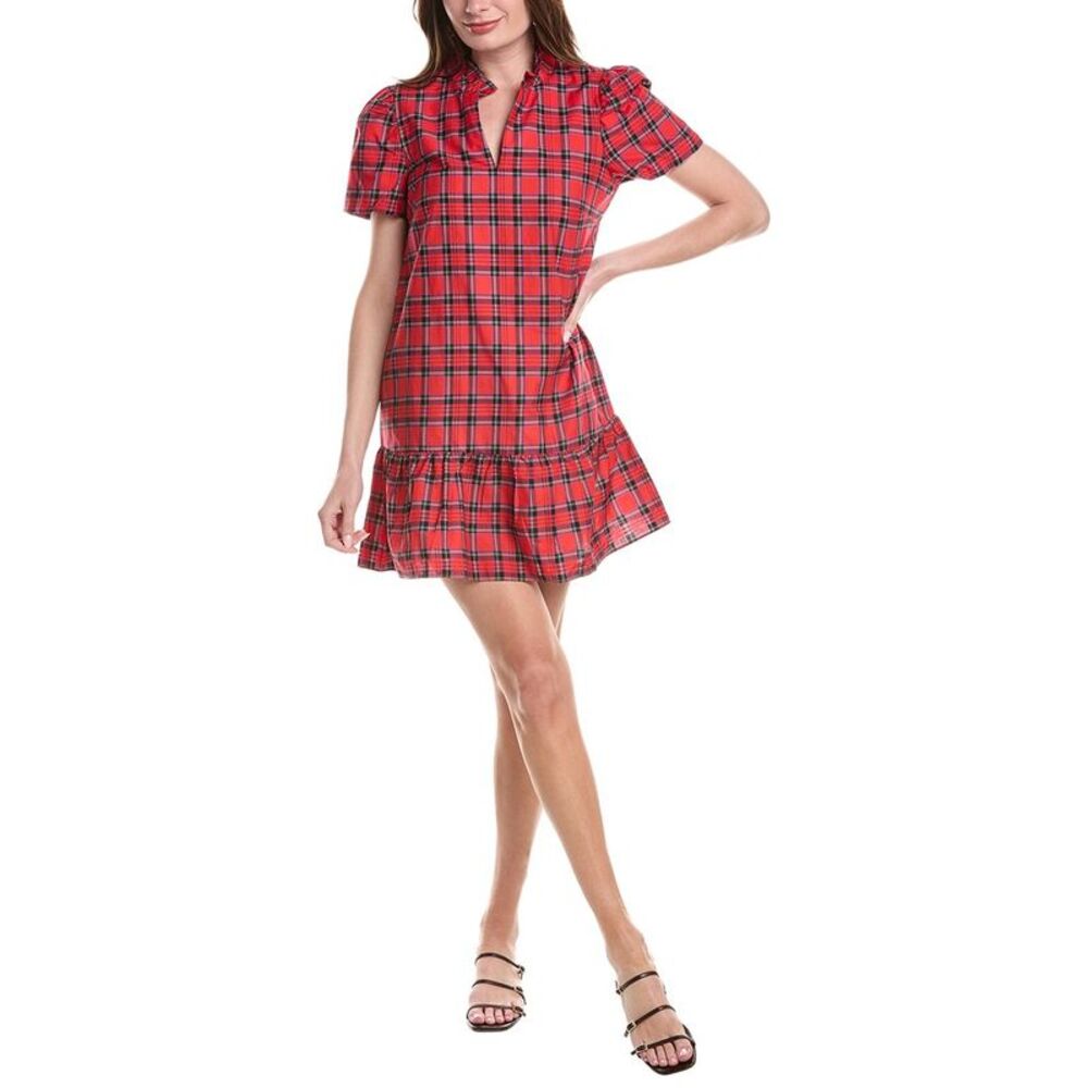 Sail To Sable Womens Notch Neck Shirtdress, Red